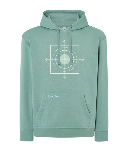 Liberadora de  energía bloqueada. Sudadera con capucha unisex. Bolsillo de canguro y cordón de ajuste a tono. 60% Algodón / 40% Poliéster reciclado. 290g/m2.